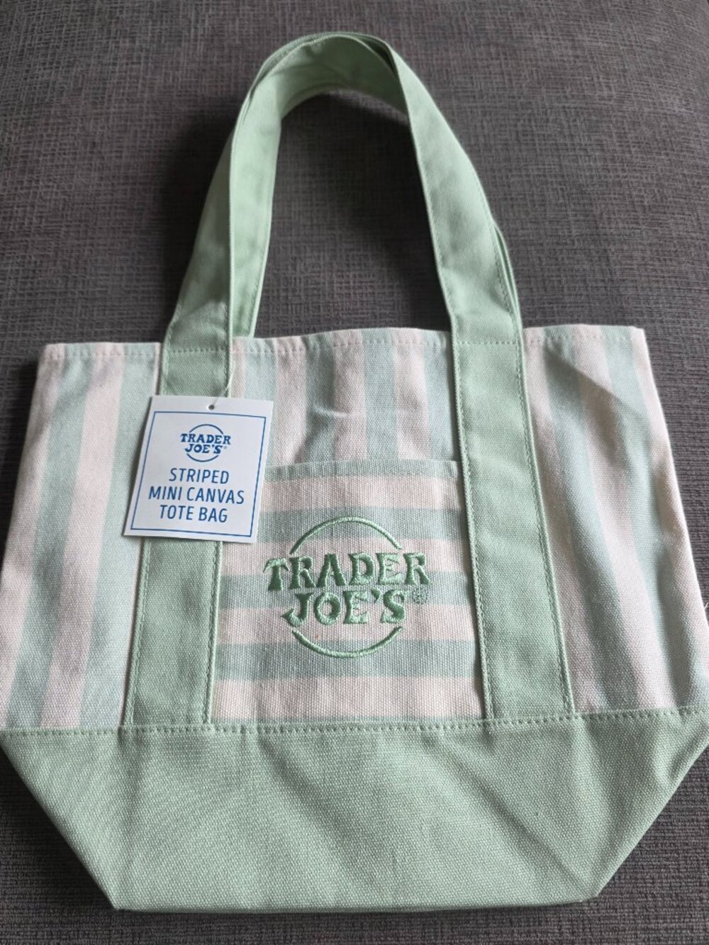Mini MINT Striped Trader Joe’s Canvas Tote Bag- NWT
